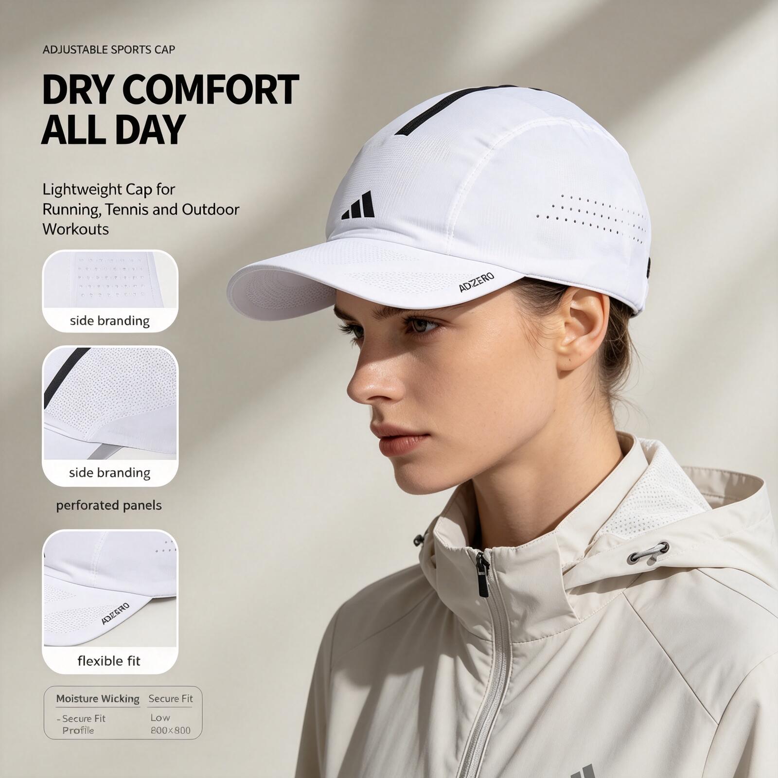 Adidas White Running Cap Light - đánh giá và giá Running Cap Lightweight